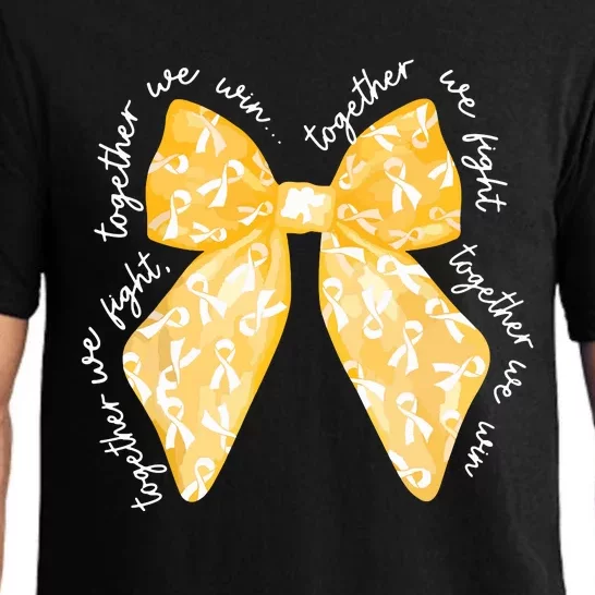 Together We Fight We Win Yellow Gold Ribbon Childhood Cancer Pajama Set