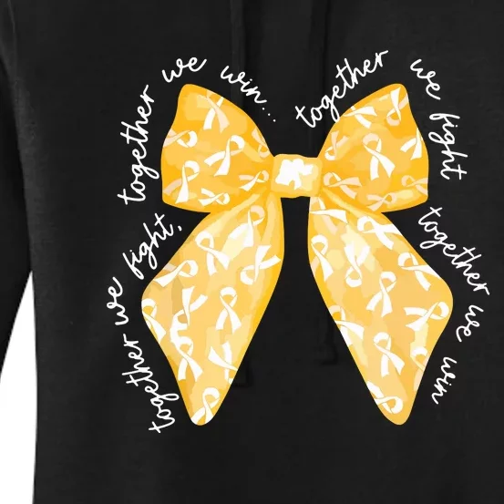 Together We Fight We Win Yellow Gold Ribbon Childhood Cancer Women's Pullover Hoodie