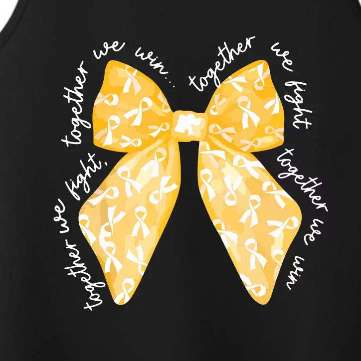 Together We Fight We Win Yellow Gold Ribbon Childhood Cancer Performance Tank