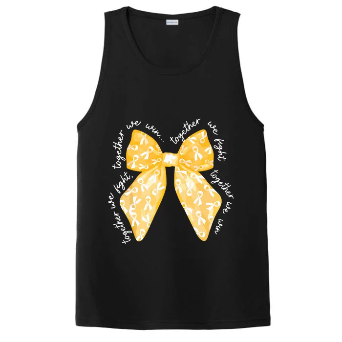 Together We Fight We Win Yellow Gold Ribbon Childhood Cancer Performance Tank