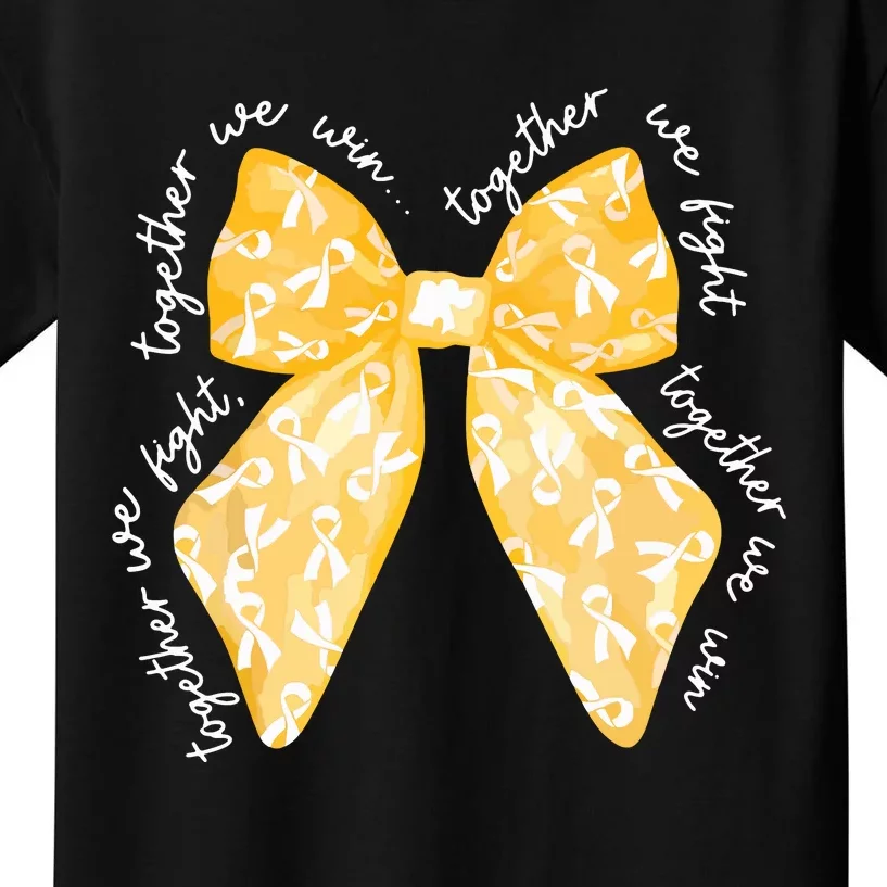 Together We Fight We Win Yellow Gold Ribbon Childhood Cancer Kids T-Shirt