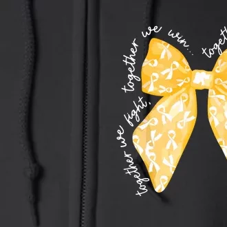 Together We Fight We Win Yellow Gold Ribbon Childhood Cancer Full Zip Hoodie