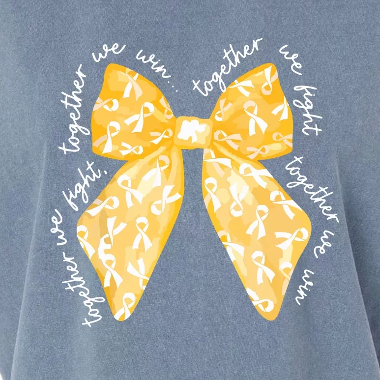 Together We Fight We Win Yellow Gold Ribbon Childhood Cancer Garment-Dyed Women's Muscle Tee