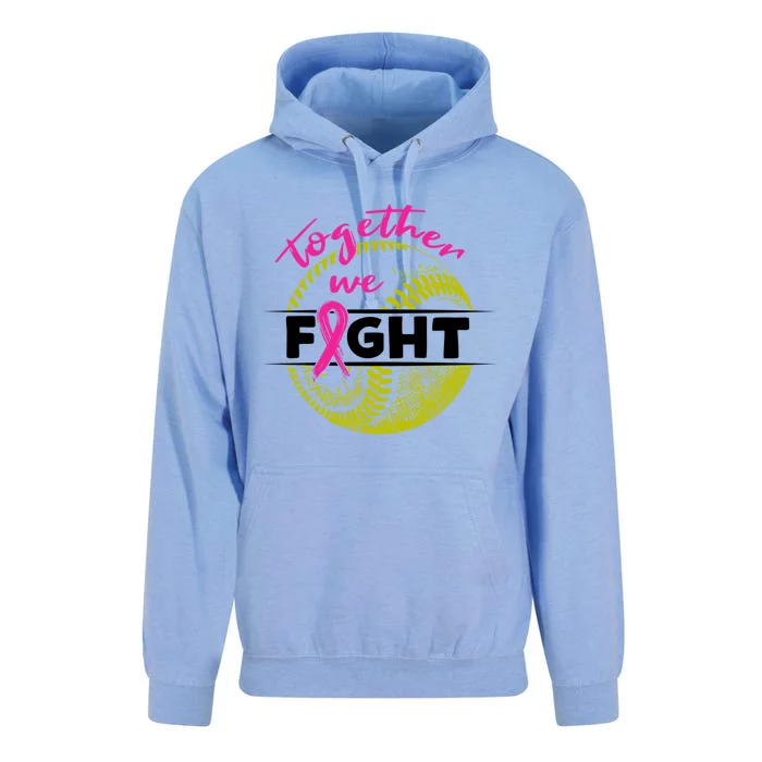 Together We Fight Softball Wear Pink Ribbon Breast Cancer Gift Unisex Surf Hoodie