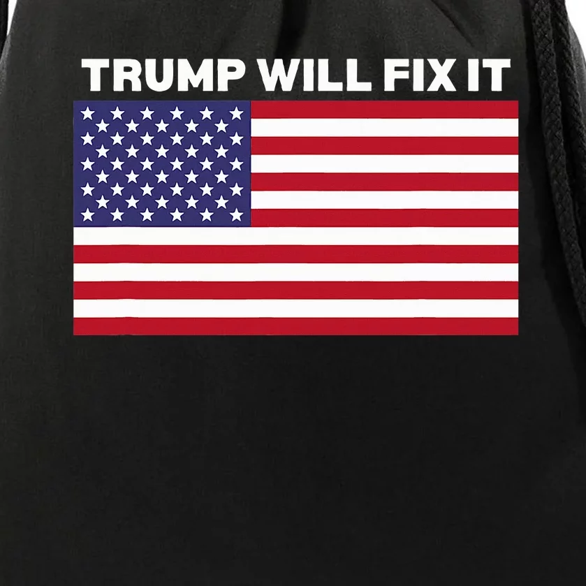 Trump Will Fix It American Flag Maga Drawstring Bag