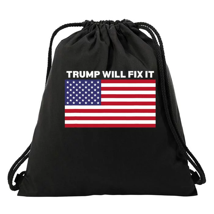 Trump Will Fix It American Flag Maga Drawstring Bag