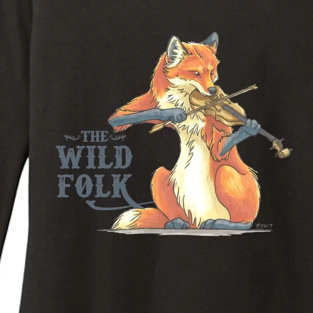 The Wild Folk Fox On Fiddle Womens CVC Long Sleeve Shirt