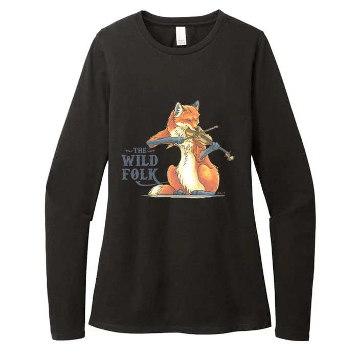 The Wild Folk Fox On Fiddle Womens CVC Long Sleeve Shirt