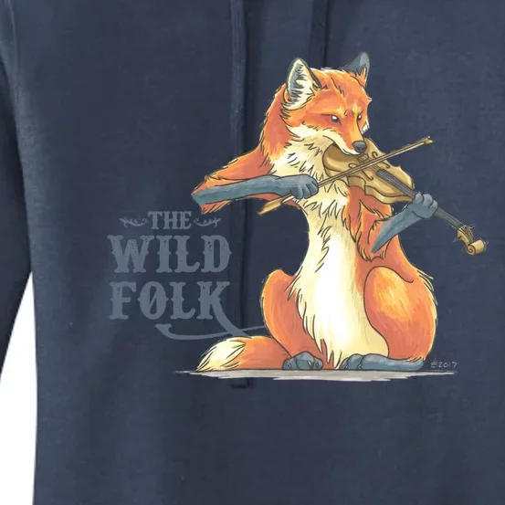 The Wild Folk Fox On Fiddle Women's Pullover Hoodie