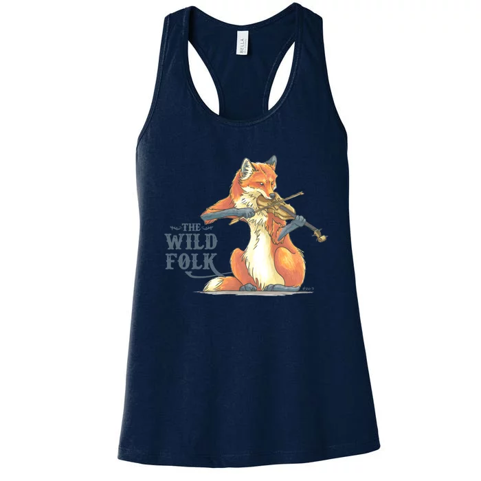 The Wild Folk Fox On Fiddle Women's Racerback Tank