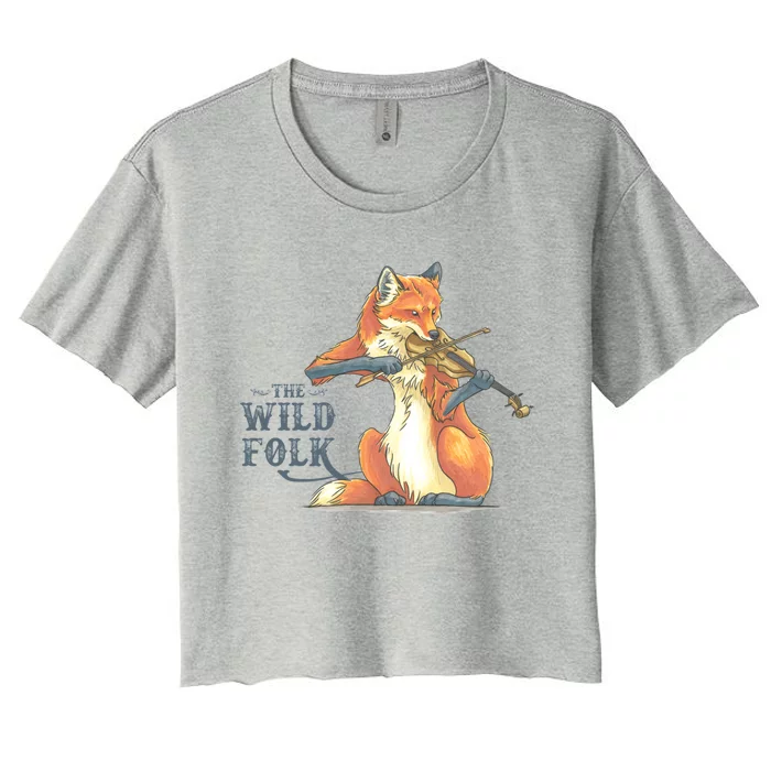 The Wild Folk Fox On Fiddle Women's Crop Top Tee