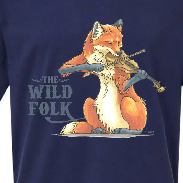 The Wild Folk Fox On Fiddle Sueded Cloud Jersey T-Shirt