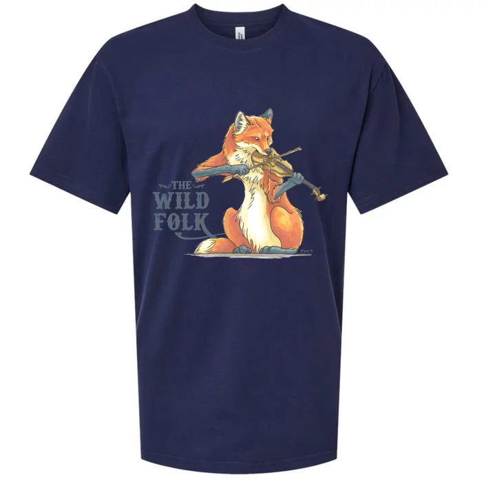 The Wild Folk Fox On Fiddle Sueded Cloud Jersey T-Shirt