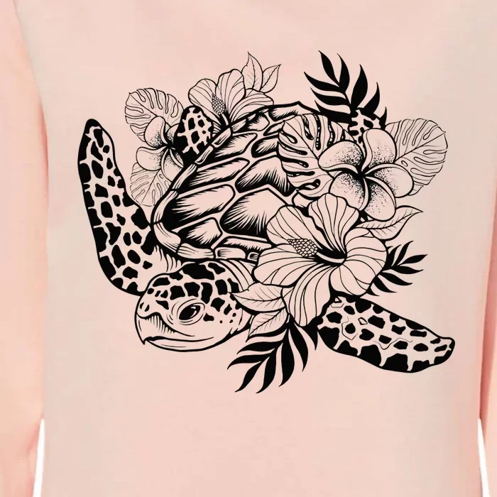 Turtle with Flowers For Turtles Animal Lovers Womens California Wash Sweatshirt