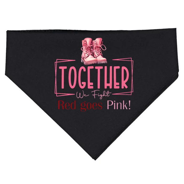 Together We Fight Red Goes Breast Cancer Awareness USA-Made Doggie Bandana