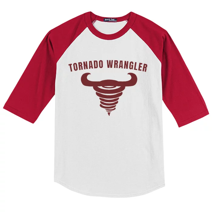 Tornado Wrangler Funny Design Kids Colorblock Raglan Jersey