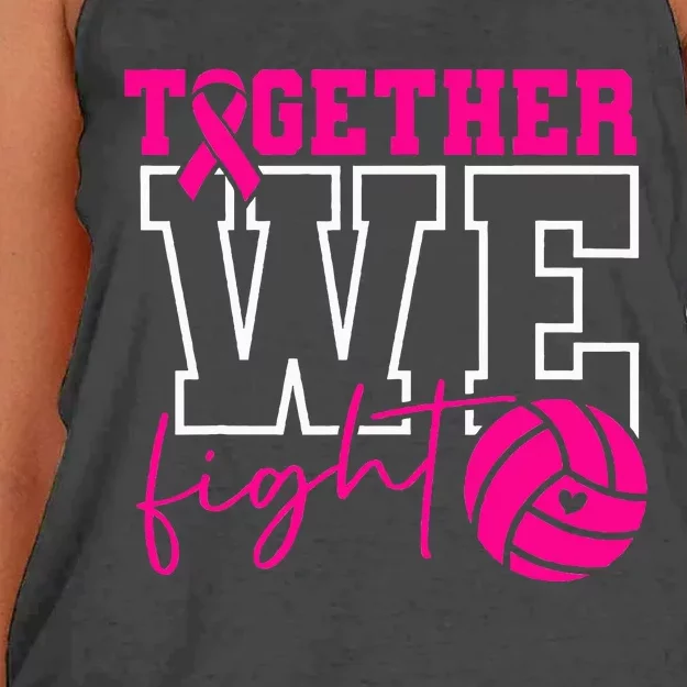 Together We Fight Breast Cancer Awareness Volleyball Lover Women's Knotted Racerback Tank