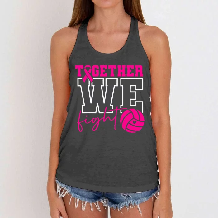 Together We Fight Breast Cancer Awareness Volleyball Lover Women's Knotted Racerback Tank