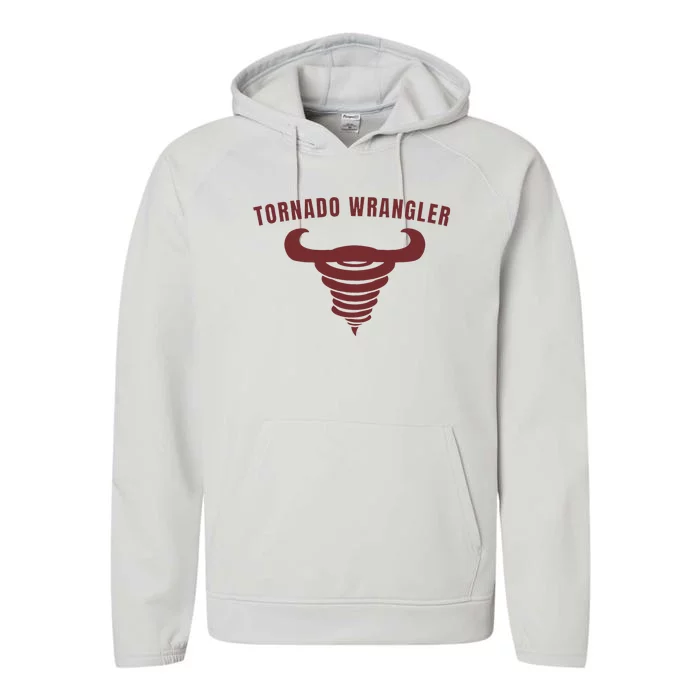 Tornado Wrangler Funny Design Performance Fleece Hoodie