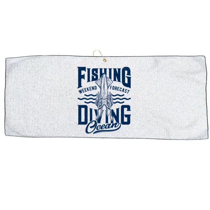 The Weekend Forecast Is Ocean Fishing And Diving Large Microfiber Waffle Golf Towel