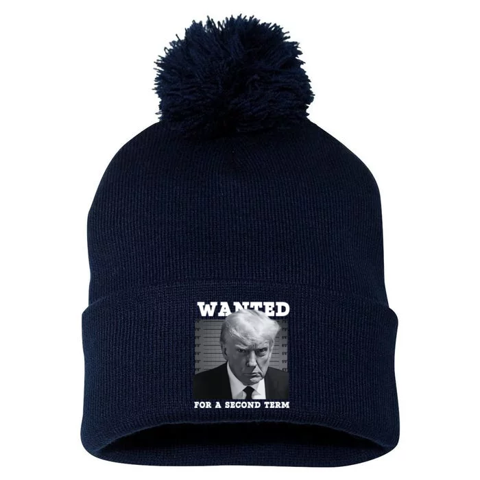 Trump Wanted For A Second Term Pom Pom 12in Knit Beanie