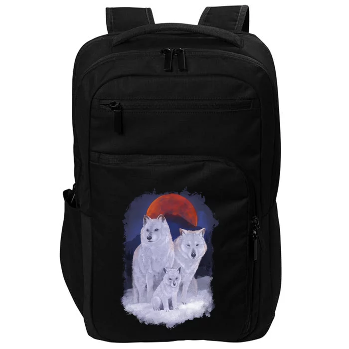 Three Wolves Family Portrait Painting Impact Tech Backpack