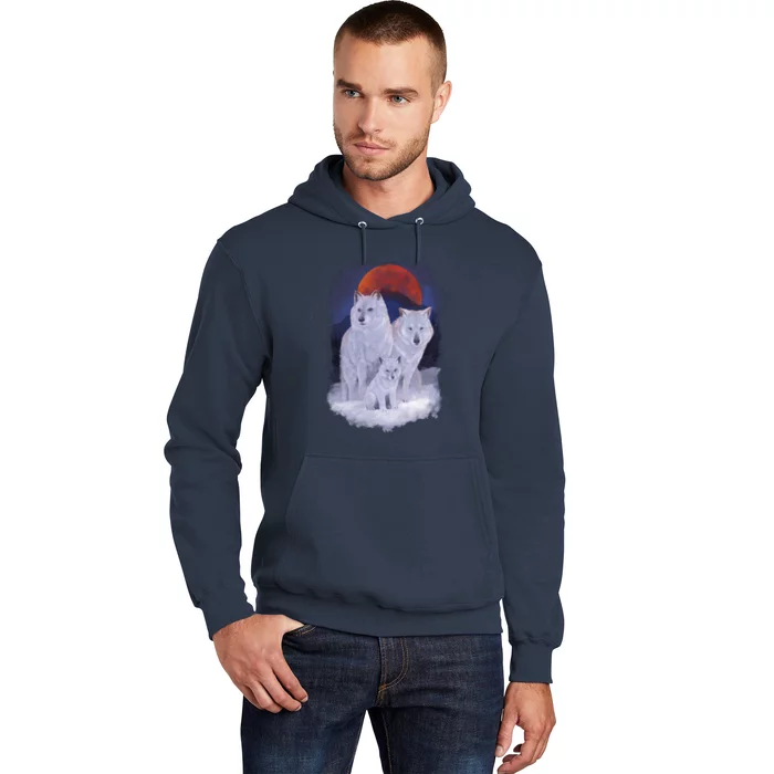 Three Wolves Family Portrait Painting Hoodie