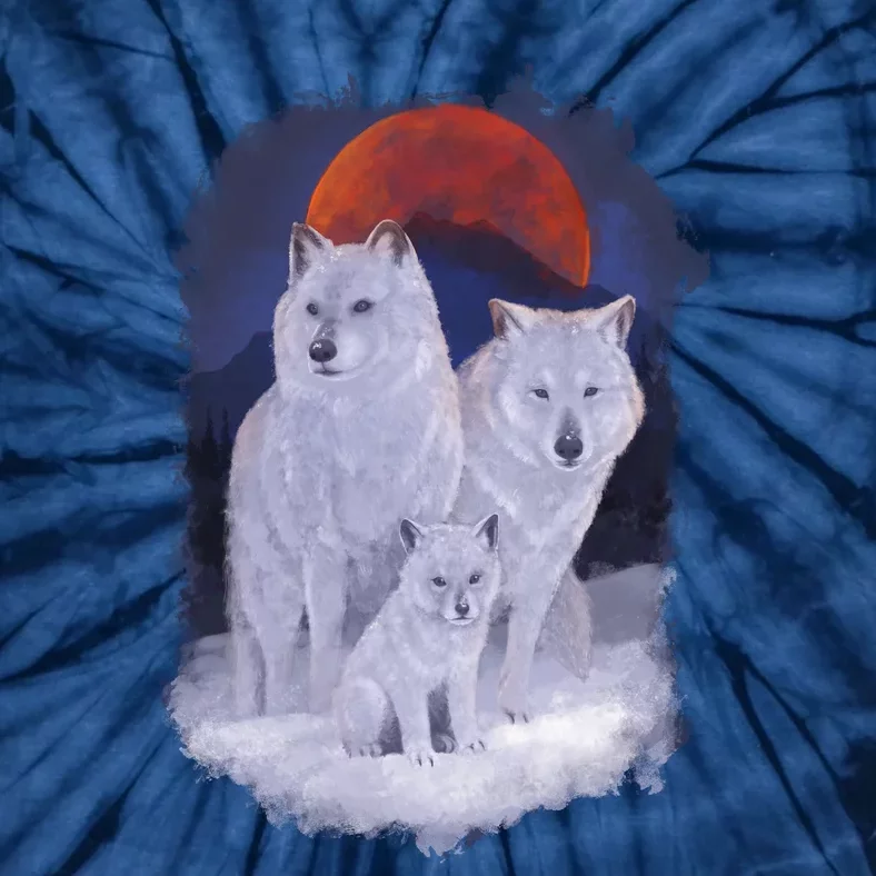 Three Wolves Family Portrait Painting Tie-Dye T-Shirt