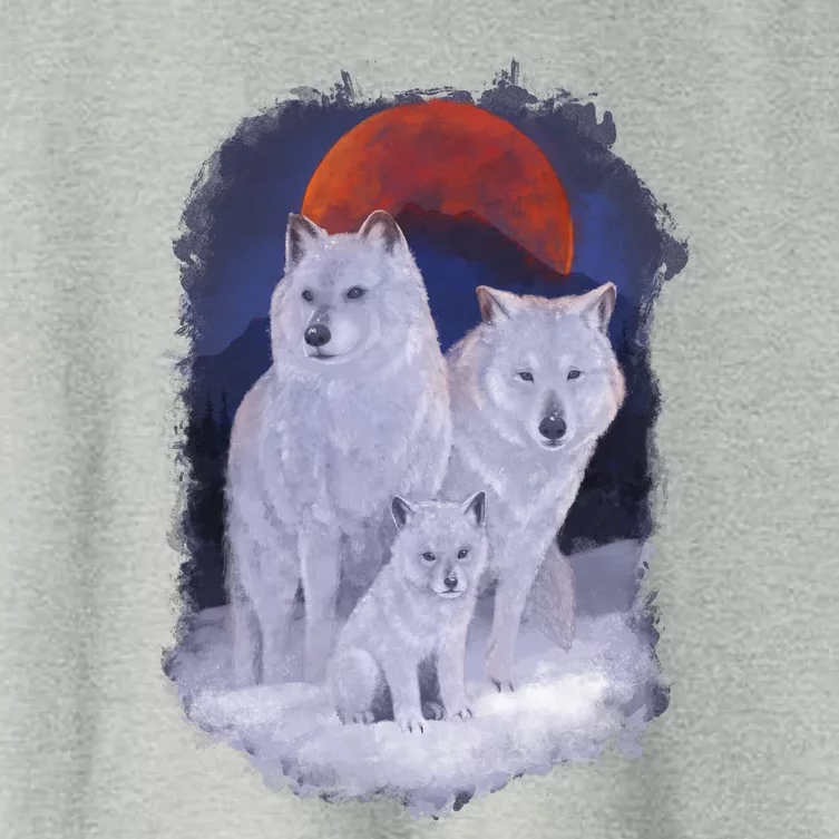 Three Wolves Family Portrait Painting Women's Crop Top Tee