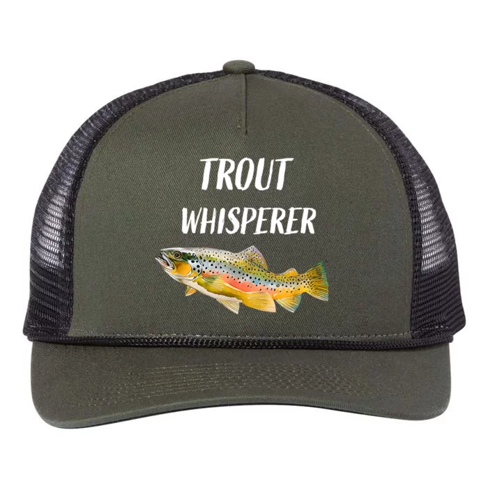 Trout Whisperer Fishing Rainbow Trout Retro Rope Trucker Hat Cap