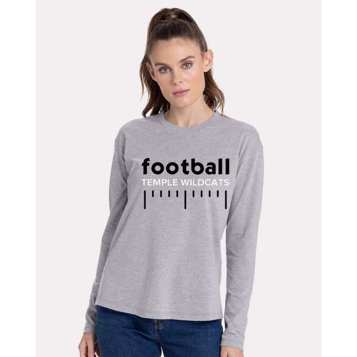 Temple Wildcats Football Lines Hs Womens Cotton Relaxed Long Sleeve T-Shirt