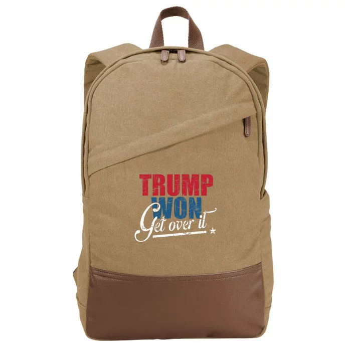 Trump Won Get Over It 2024 Election Cotton Canvas Backpack