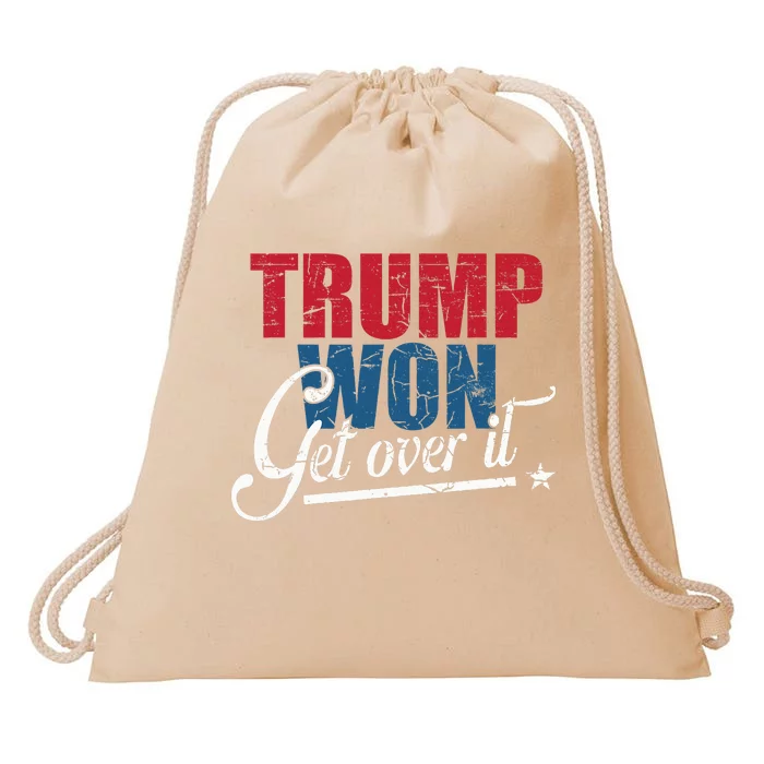 Trump Won Get Over It 2024 Election Drawstring Bag