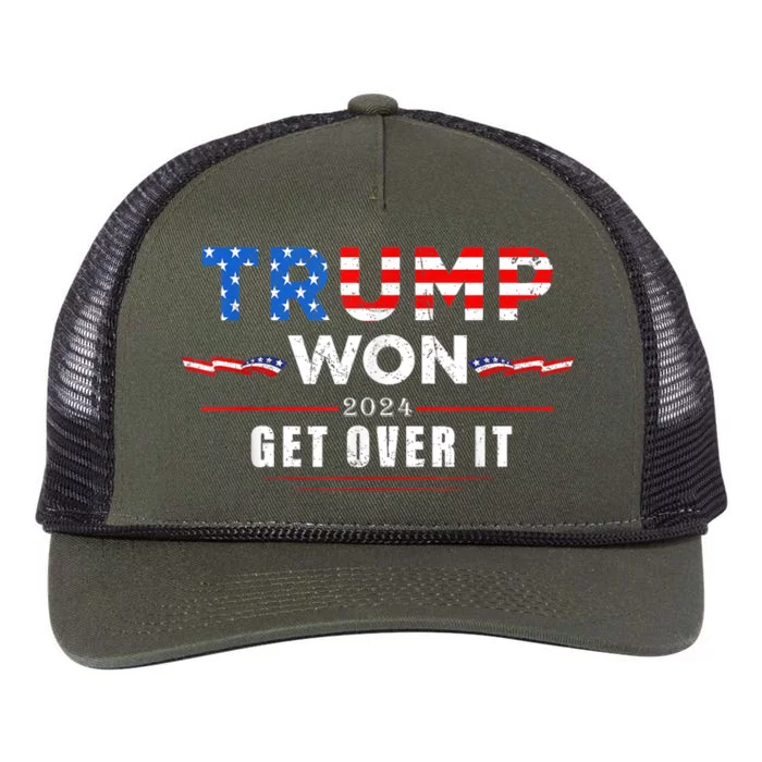 Trump Won Get Over It 2024 Retro Rope Trucker Hat Cap