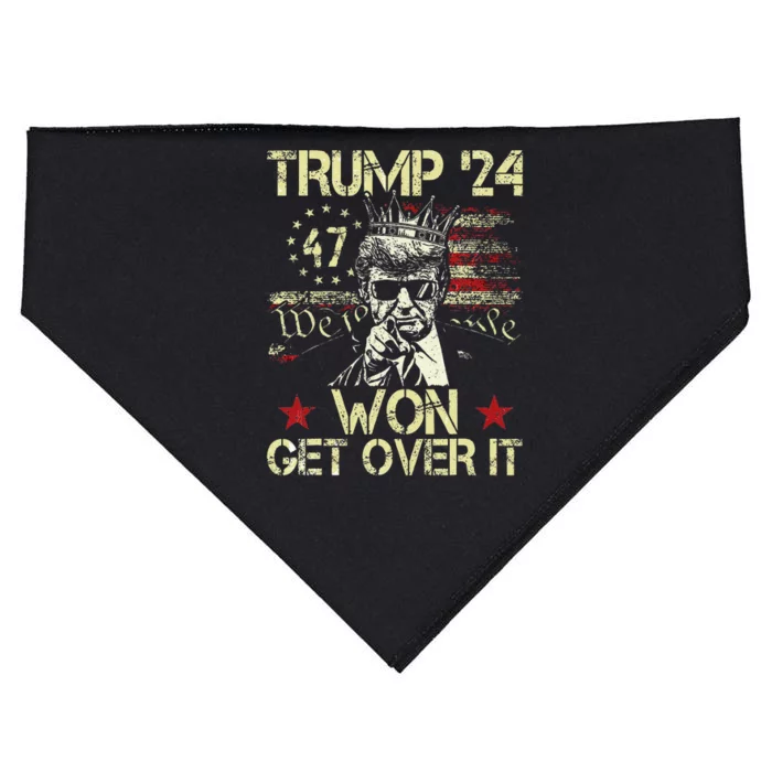 Trump Won Get Over It 2024 USA-Made Doggie Bandana