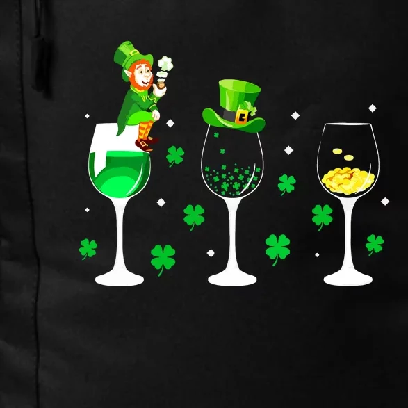 Three Wine Glasses Shamrock Irish St Patricks Day Vneck Daily Commute Backpack