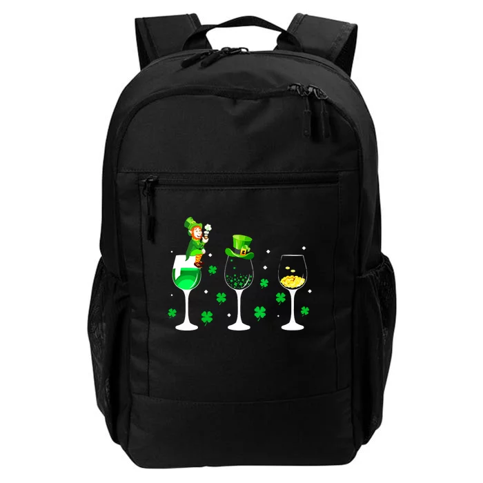 Three Wine Glasses Shamrock Irish St Patricks Day Vneck Daily Commute Backpack