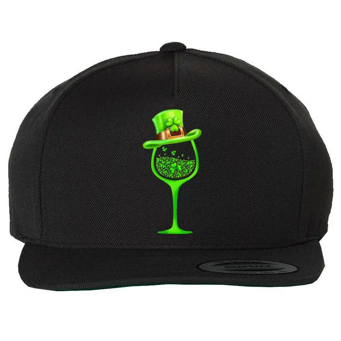 Three Wine Glasses Clover Irish Shamrock St Patrick Day Wool Snapback Cap