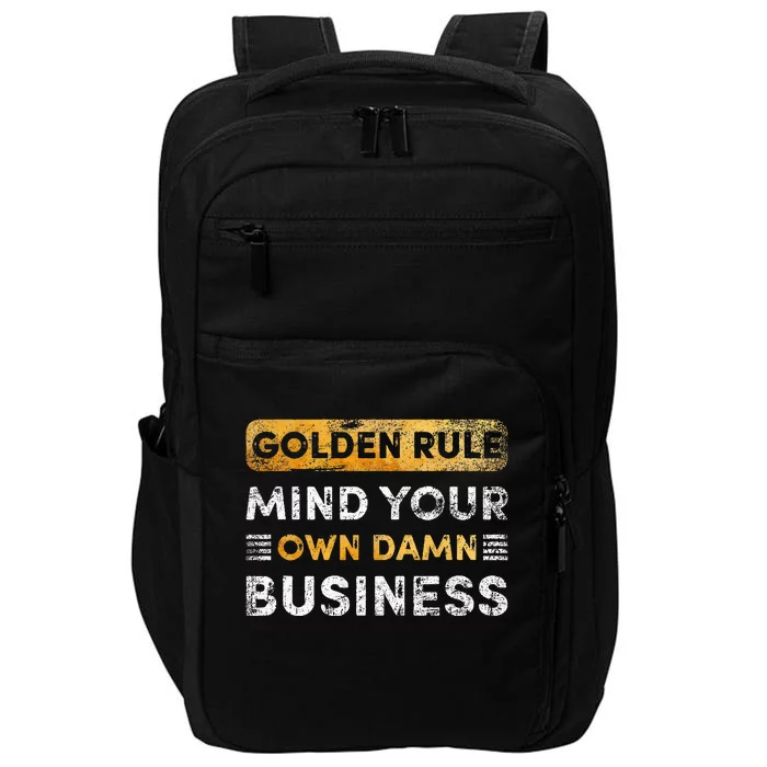 Tim Walz Golden Rule Mind Your Own Damn Business Impact Tech Backpack