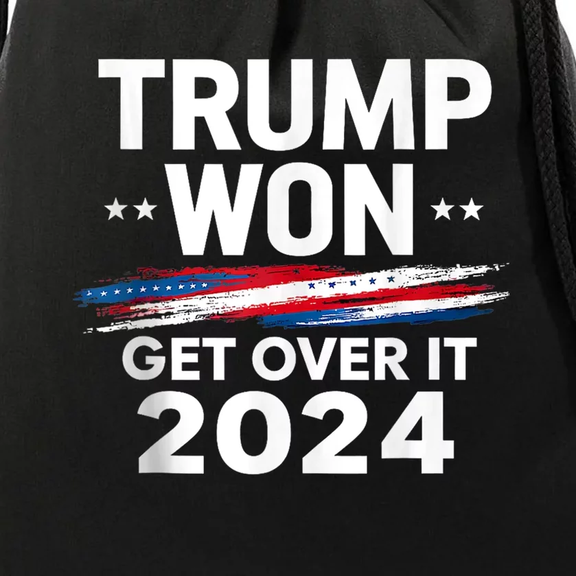 Trump Won Get Over It Patriotic Protrump Antibiden Funny Drawstring Bag