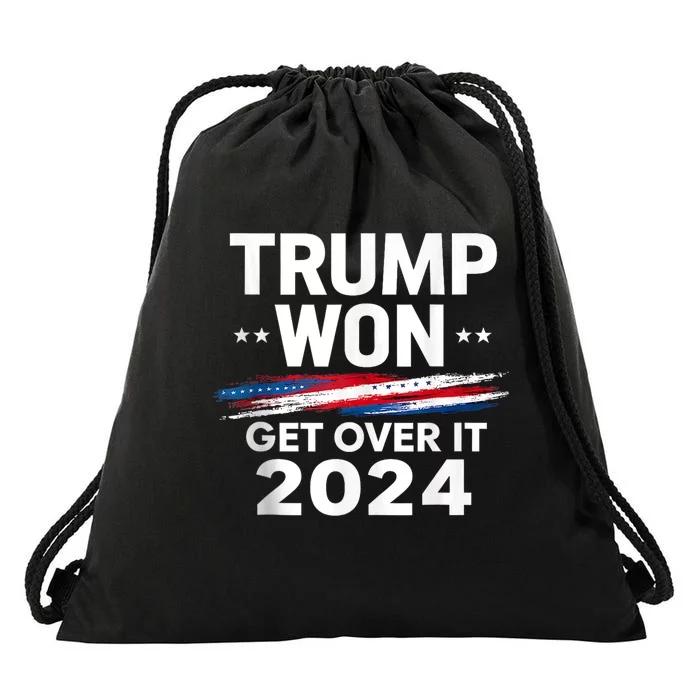 Trump Won Get Over It Patriotic Protrump Antibiden Funny Drawstring Bag