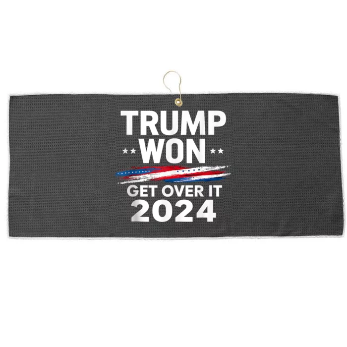 Trump Won Get Over It Patriotic Protrump Antibiden Funny Large Microfiber Waffle Golf Towel