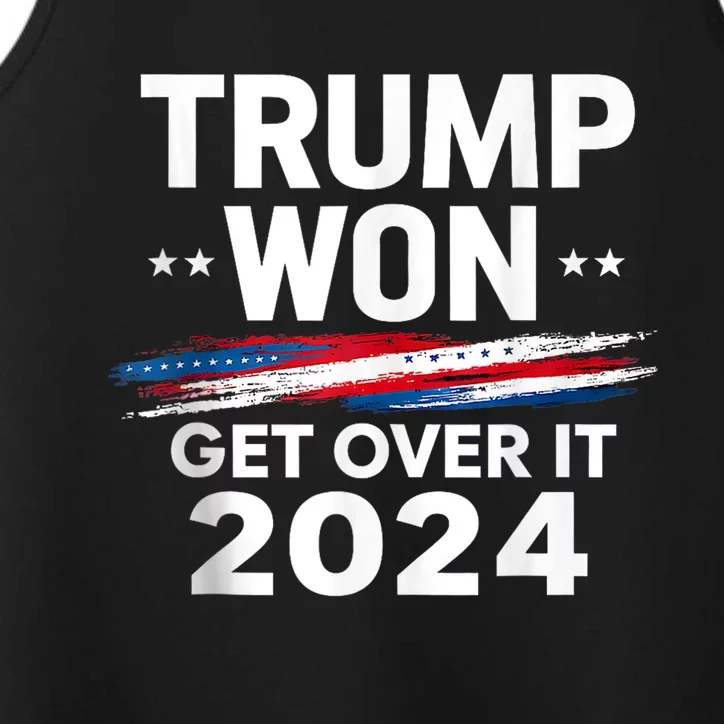 Trump Won Get Over It Patriotic Protrump Antibiden Funny Performance Tank