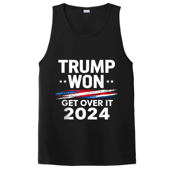 Trump Won Get Over It Patriotic Protrump Antibiden Funny Performance Tank