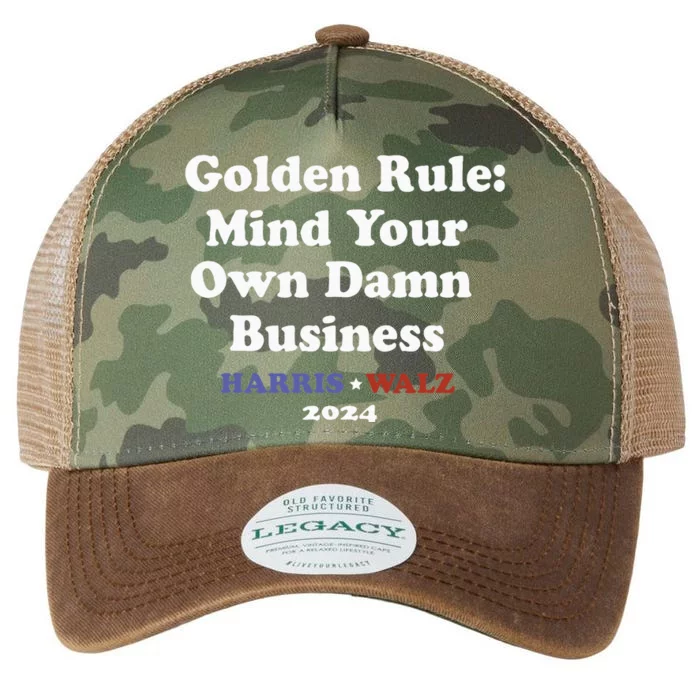 Tim Walz Golden Rule Mind Your Own Damn Business Legacy Tie Dye Trucker Hat