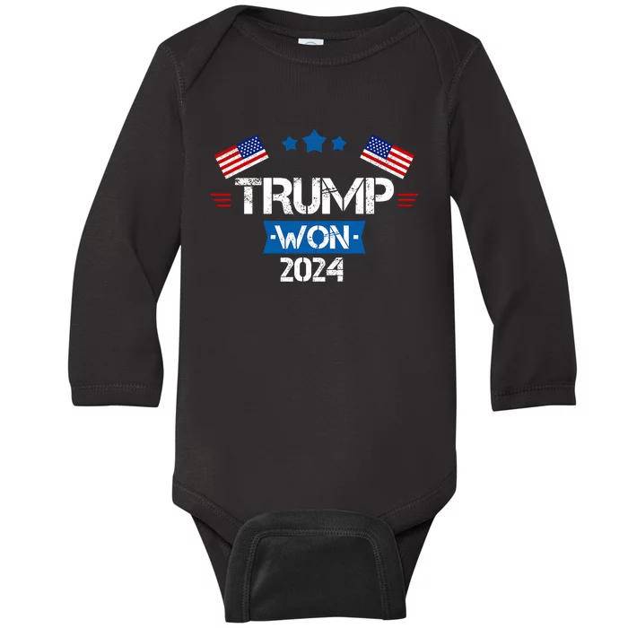 Trump Won Get Over It 2024 Election Inauguration Baby Long Sleeve Bodysuit