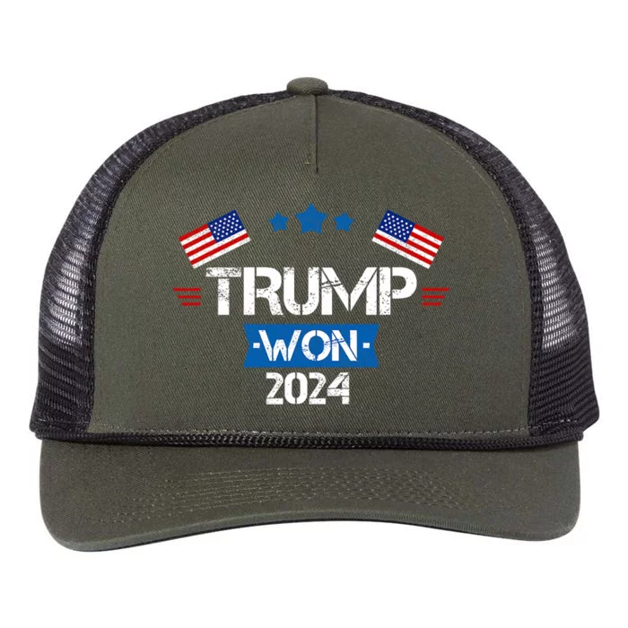 Trump Won Get Over It 2024 Election Inauguration Retro Rope Trucker Hat Cap