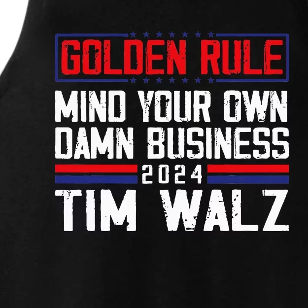 Tim Walz Golden Rule Mind Your Own Damn Business Waltz 2024 Ladies Tri-Blend Wicking Tank