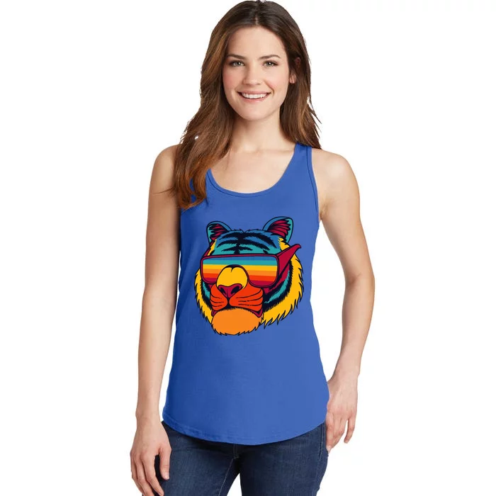 Tiger With Glasses Ladies Essential Tank