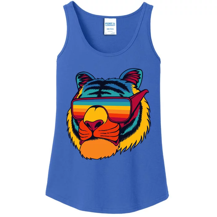 Tiger With Glasses Ladies Essential Tank